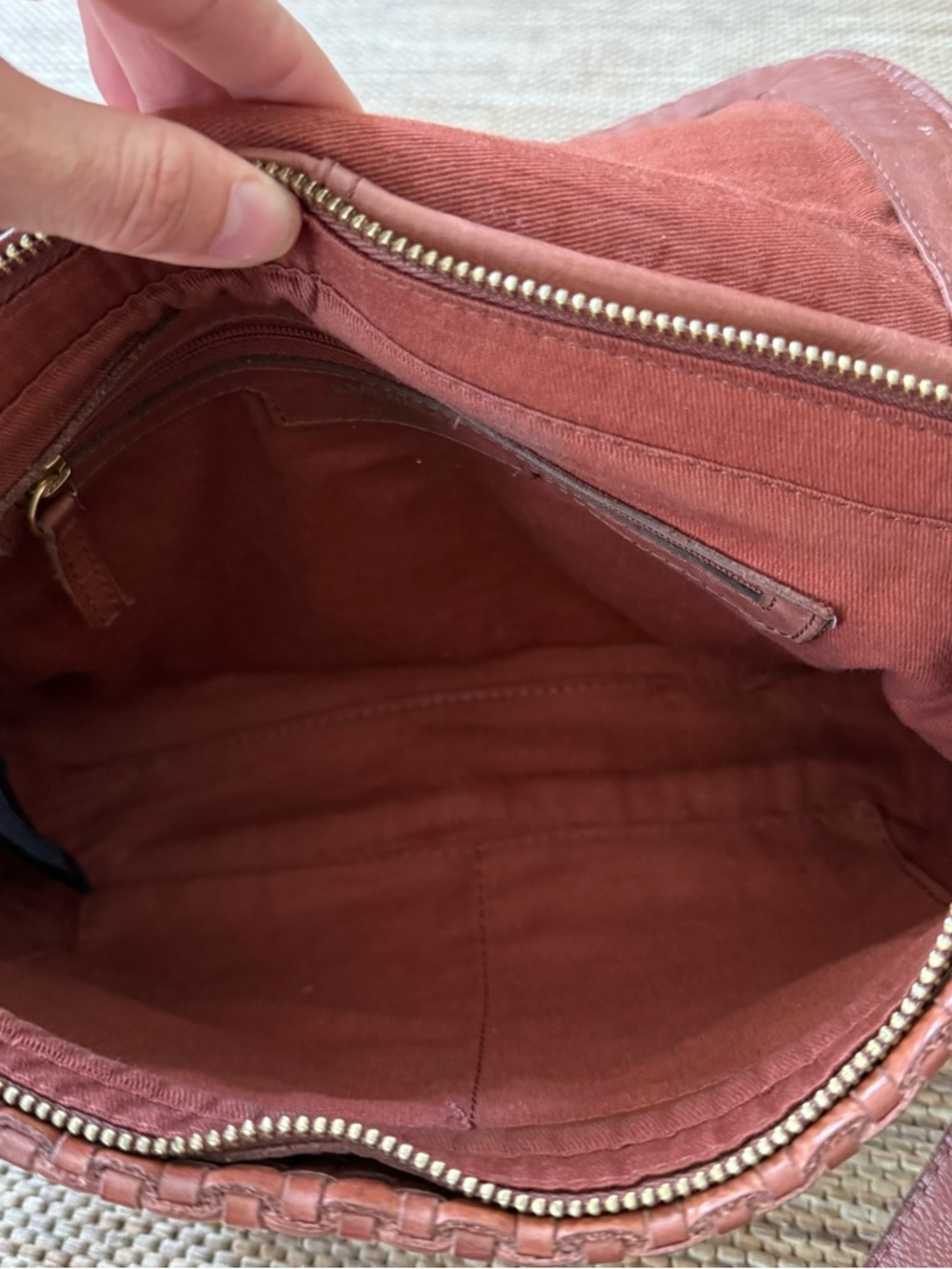 Woven Leather Crossbody Bag - Brown - Picture 6 of 8